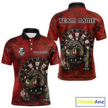 Load image into Gallery viewer, Bull Dog And Dartboard Red Grunge Darts Shirt For Men - Custom Name &amp; Team Jersey NYN0596
