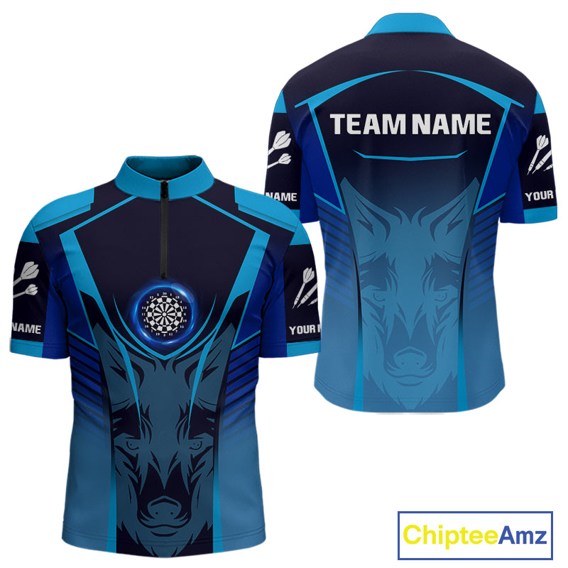 Azure Lightning Dartboard Darts Shirt For Men - Custom Team Name - Darts Jersey NYN0366