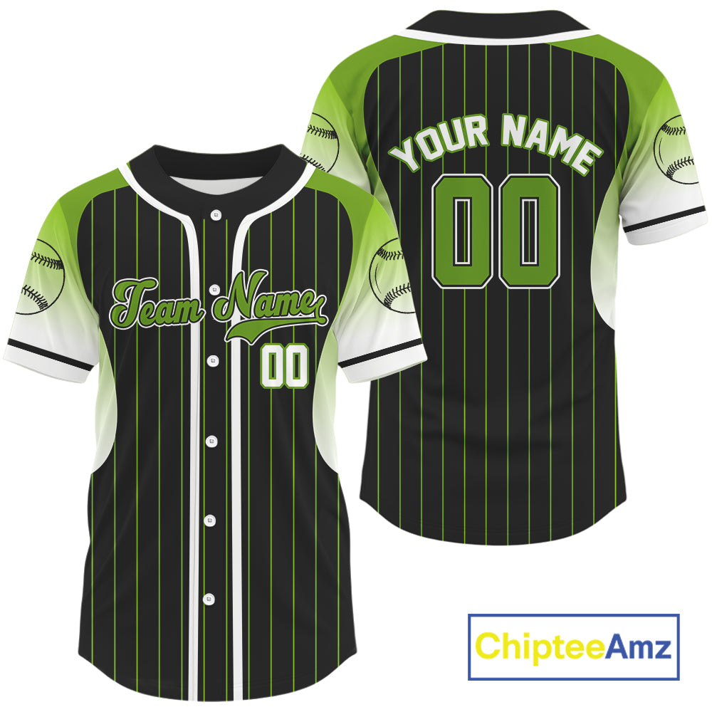 Green And White Pinstripe Baseball Jersey For Men Custom Youth Classic Baseball Shirt NYN0817