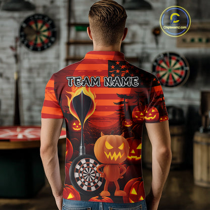 Pumpkin Play Darts Custom Halloween Dart Polo Shirts For Men, Funny Dart Jerseys NYN0807