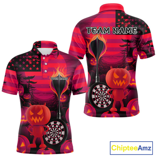 Pumpkin Play Darts Custom Halloween Dart Polo Shirts For Men, Funny Dart Jerseys NYN0808