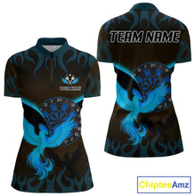 Load image into Gallery viewer, Phoenix Flame Dartboards Women's Darts Shirt - Custom Name &amp; Team Jersey | Opt2 - Turquoise NYN0637