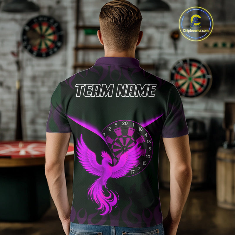 Phoenix Flame Dartboards Men's Darts Shirt - Custom Name & Team Jersey | Opt3 - Purple NYN0638