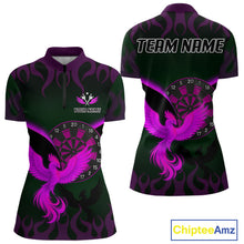 Load image into Gallery viewer, Phoenix Flame Dartboards Women's Darts Shirt - Custom Name &amp; Team Jersey | Opt3 - Purple NYN0638