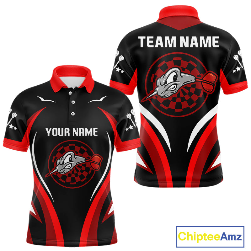 Red Darts Arrow & Dartboard Funny Darts Shirt For Men - Custom Team & Player Name NYN0378