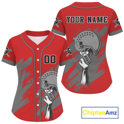 Red And Grey Grunge Baseball Jersey Custom Name & Number Baseball Shirt For Women & Youth NYN0846