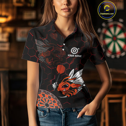 Bee & Dart Arrow Honeycomb Darts Shirt For Women Custom Name & Team Jersey | Opt2 NYN0652