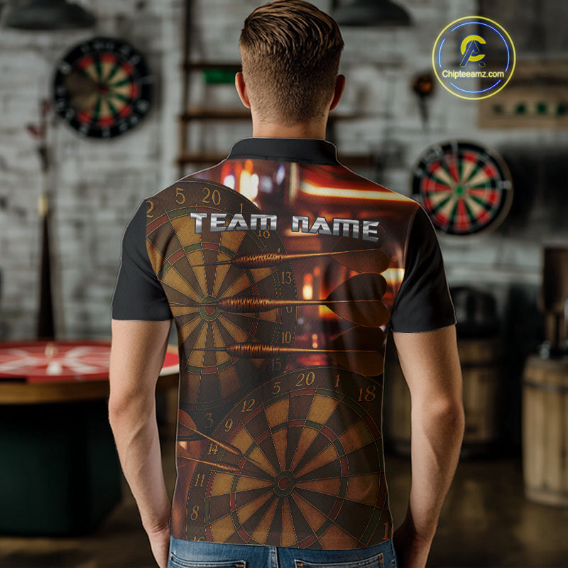 Gold Dartboard & Dart Arrows Pattern, Darts Team Shirt For Men - Customizable Name NYN0387