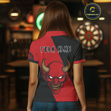 Load image into Gallery viewer, Red Evil Horned Skull Funny Darts Shirt For Women - Customizable Name &amp; Team NYN0396