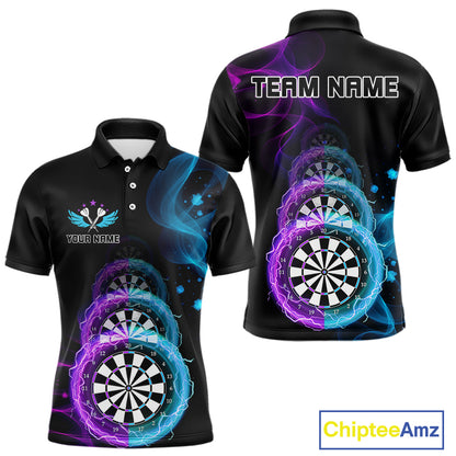 Smoke Thunder Dartboards Men's Darts Shirt Custom Name & Team | Opt1 - Purple Turquoise NYN0662