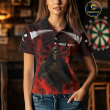 Load image into Gallery viewer, Red Dartboard Flaming The Reaper Darts Shirt For Women - Customizable Name &amp; Team NYN0405
