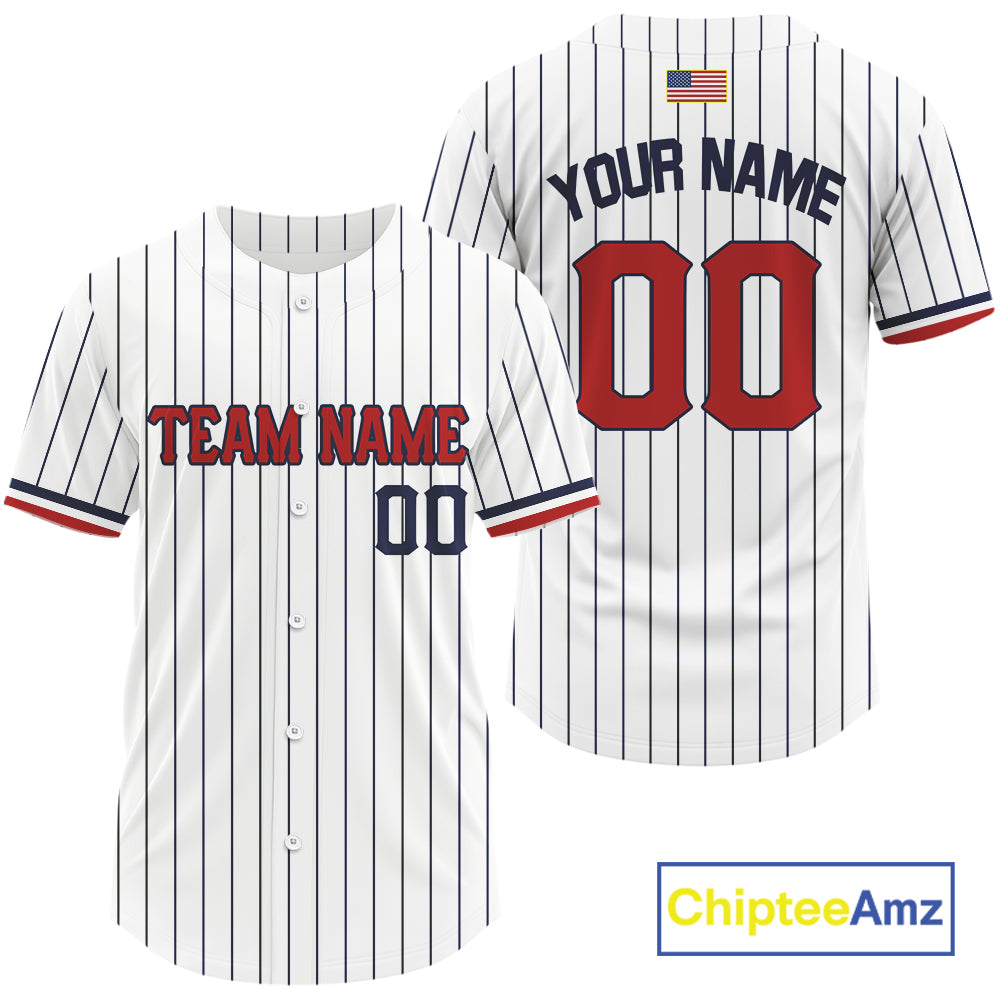 Classic Patriotic Baseball Jersey For Men Personalized US Flag Pinstripe Baseball Team NYN0898