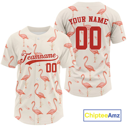 Custom Flamingo Funny Baseball Jersey For Men Personalized Baseball Gift For Youth NYN1306
