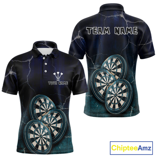 Triple Dartboards Custom Grunge Darts Team Shirt For Men | Opt1 - Blue Turquoise NYN0678