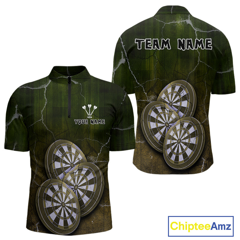 Triple Dartboards Custom Grunge Darts Team Shirt For Men | Opt2 - Yellow Green NYN0679