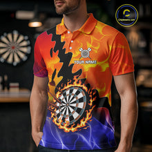 Load image into Gallery viewer, Flaming Dartboard Multi Color Darts Shirt For Men - Personalized Name For Players NYN0682
