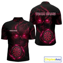 Load image into Gallery viewer, Custom Lightning Red Skull Dartboard 1/4-Zip Dart Shirt For Men Outfit Skull Dart Team Jerseys NYN0929