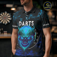 Load image into Gallery viewer, Flame Skull Dartboard Men's Darts Polo  Shirt - Custom Name For Players NYN0746