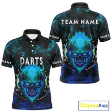 Load image into Gallery viewer, Flame Skull Dartboard Men's Darts Polo  Shirt - Custom Name For Players NYN0746