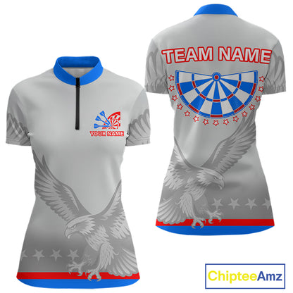 Light Eagle Dartboard Women's Darts Quarter-Zip Shirt - Custom Name For Darts Jersey NYN0760