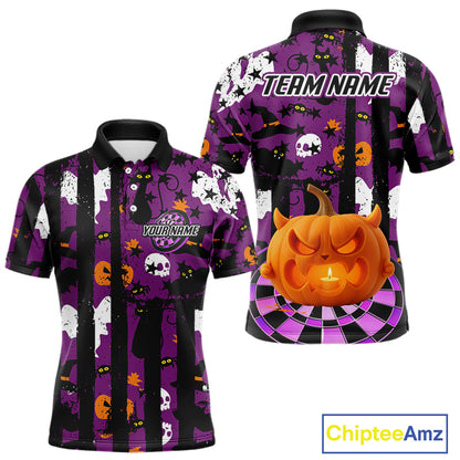 Pumpkin & Dartboard Custom Funny Halloween Dart Polo Shirts For Men, Dart Team Jerseys NYN0806