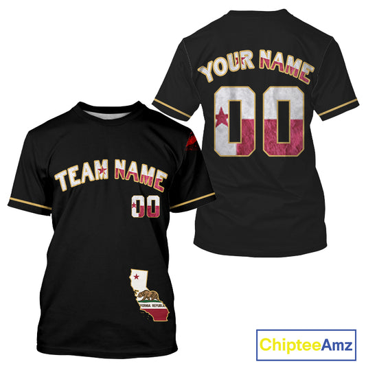 Custom California State Flag Patriotic Baseball T-Shirt For Men Baseball Patriotic Shirt NYN0891