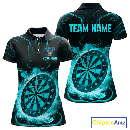 Lightning Smoke Turquoise Dartboard Women's Darts Shirt - Custom Name For Players NYN0470
