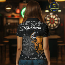 Load image into Gallery viewer, Bull &amp; Dartboard Custom Grunge Women's Darts Polo Shirt - Orange Darts Team Jersey NYN0717