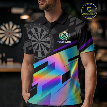 Custom Dartboard Holographic Dart Shirt For Men Outfit Polo Dart Team Jersey NYN1335