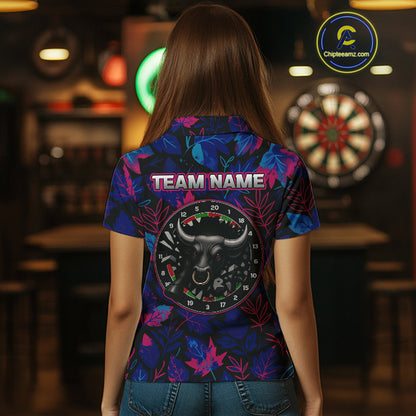 Floral Fury Bull Dartboard - Women's Colorful Darts Shirt - Custom Name For Players NYN0486