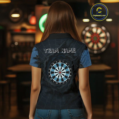 Dark Spiral Web Dartboards Women's Darts Team Shirt - Custom Name For Darts Jersey NYN0496