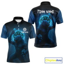 Load image into Gallery viewer, Men's Custom Dart Shirt With Blue Wolf, Red Eyes And Lightning Dartboard NYN0251