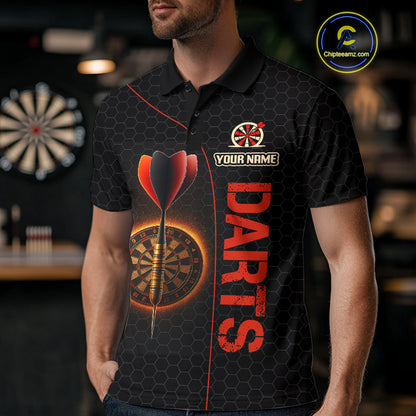 Red Flaming Dartboard & Dart Arrow Darts Shirt For Men - Custom Team Jersey NYN0584