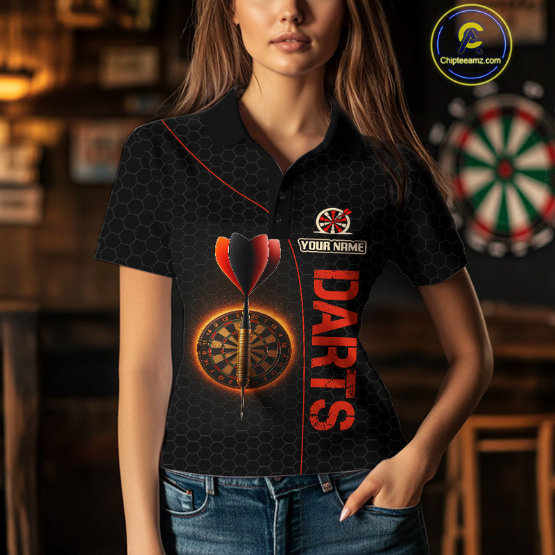 Red Flaming Dartboard & Dart Arrow Darts Shirt For Women - Custom Team Jersey NYN0584