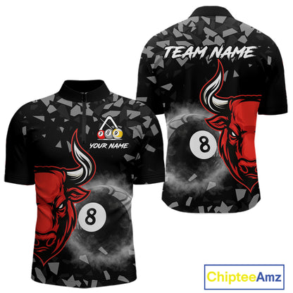 Grey Smokes Ball 8 Pool Billiard Shirts For Men Custom Funny Bull Billiard Team Jerseys NYN2297