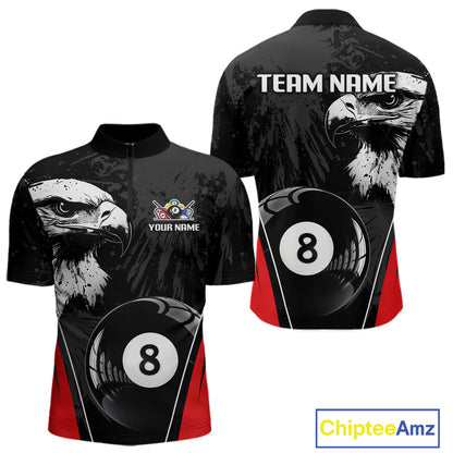 Grey Grunge Eagle Billiard Shirts For Men Custom Pool 8 Ball Billiard Team Jerseys NYN2299