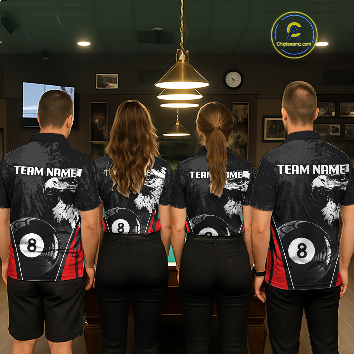 Grey Grunge Eagle Billiard Shirts For Women  Custom Pool 8 Ball Billiard Team Jerseys NYN2299