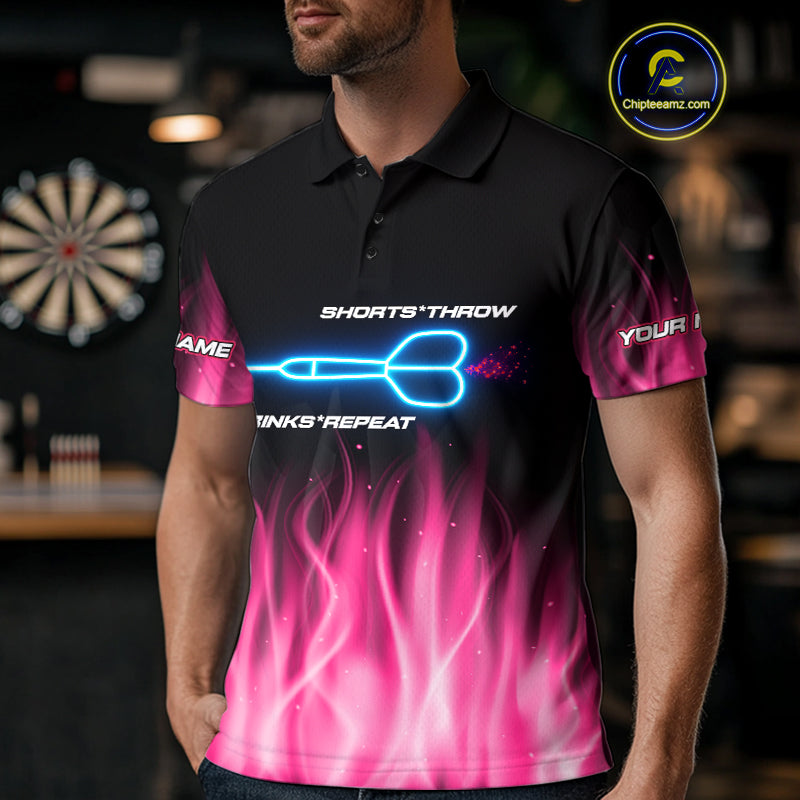 US Flag Dartboard & Dart Arrows Custom Flaming Darts Shirt For Men | Opt1 - Pink NYN0676