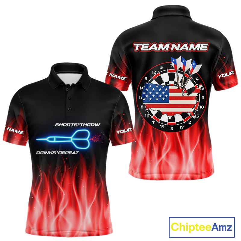 US Flag Dartboard & Dart Arrows Custom Flaming Darts Shirt For Men | Opt2 - Red NYN0677