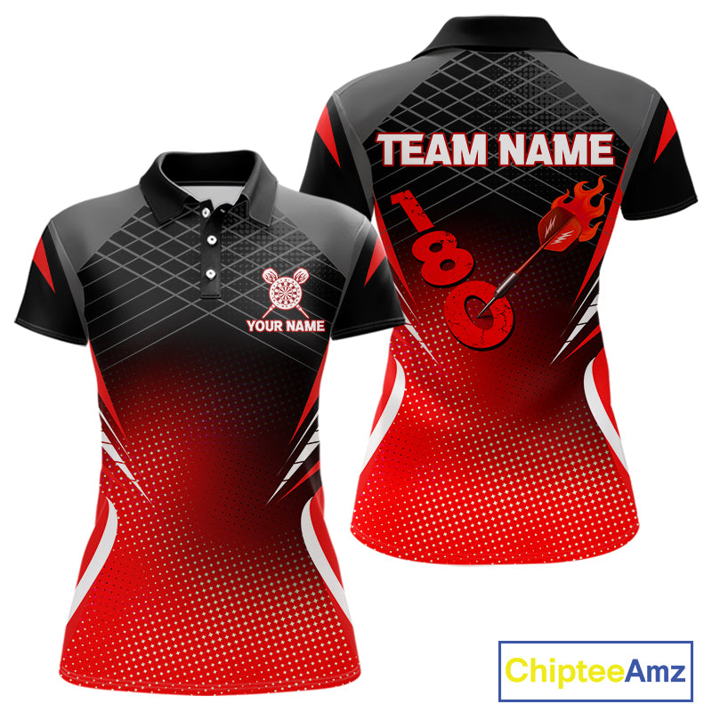 Flaming Dart Arrow In 180 Score Women's Darts Shirt - Custom Name For Dart Players NYN0421