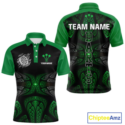 Armor-Style Tribal Green Dartboard Men's Darts Shirt - Custom Name For Darts Jersey NYN0432