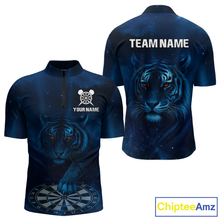 Load image into Gallery viewer, Azure Galaxy Tiger Dartboard Men's Darts Team Shirt - Custom Name For Darts Jersey NYN0466