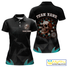 Load image into Gallery viewer, Turquoise Galaxy &amp; Colorful Dartboard Women's Darts Shirt - Custom Name For Players NYN0474