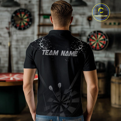 Personalized Dart Shirt For Men With Black Dartboard And Silver Darts Arrows NYN0281