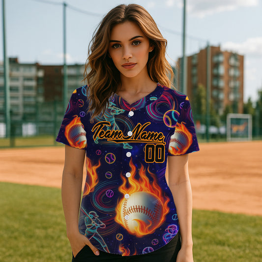 Funny 3D Women's Button Up Baseball Jersey Custom Multi-Color Baseball Shirt For Newborns NYN0811