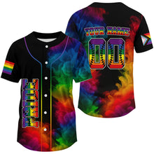 Load image into Gallery viewer, LGPT Pride Men's Black Baseball Jersey Custom Colorful Smoke Baseball Jersey For LGPTQ+ NYN0825