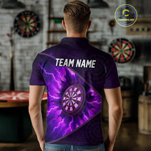 Load image into Gallery viewer, Thunder Dartboard 3D Darts Shirt For Men Custom Name &amp; Team Jersey | Opt1 - Purple NYN0642