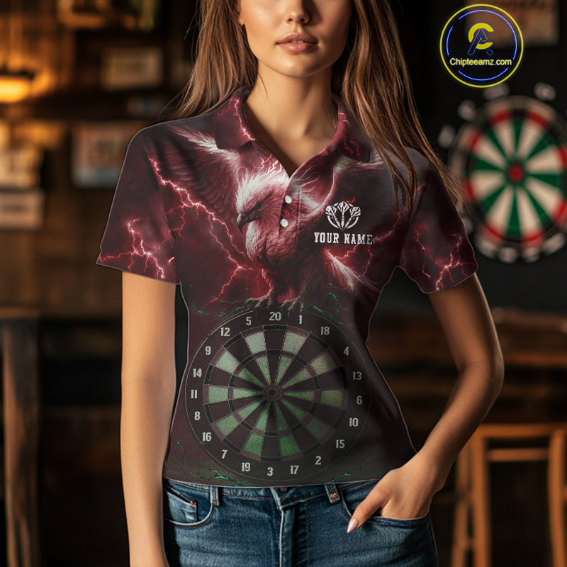 Custom Lightning Red Eagle Dartboard Women Dart Shirt Outfits Dart Team Jerseys NYN1067