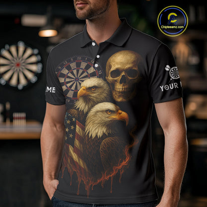 Custom Darts Shirt For Men Retro US Flag Patriotic Dart Jerseys, Vintage Dart Shirts NYN1123