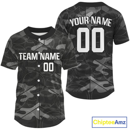 Custom Grey Camouflage Baseball Jersey For Men Personalized Youth Baseball Jerseys NYN1145